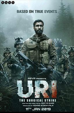 URI-New_poster – Movie Review Major Vihaan Singh Shergill of the Indian Army leads a covert operation against a group of militants who attacked a base in Uri, Kashmir, in 2016 and killed many soldiers.